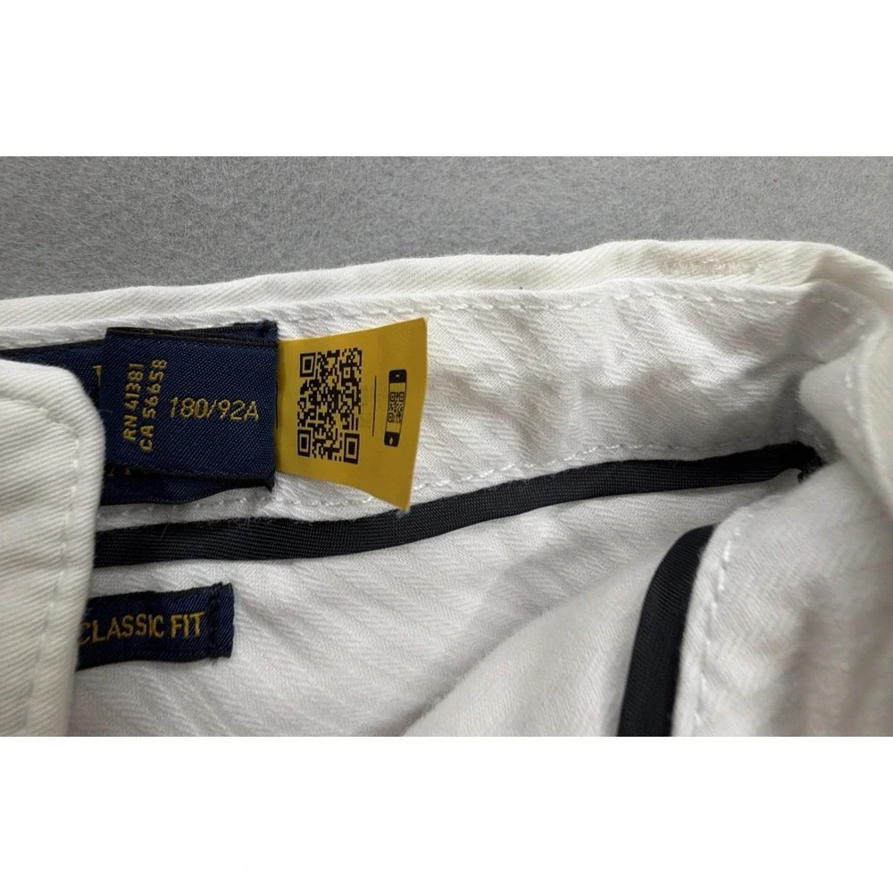 Polo Ralph Lauren Stretch Classic Fit Chino Shorts White Mens 36 Flat Front